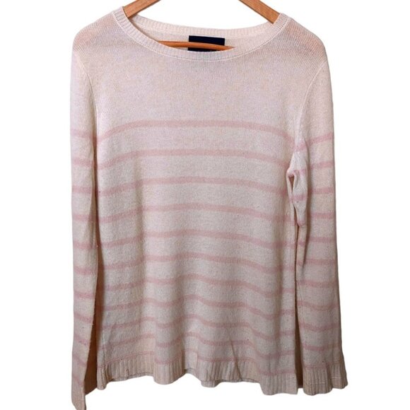LINE the Label Nordstrom 100% Cashmere Sweater Stripe White & Pink - Picture 1 of 6